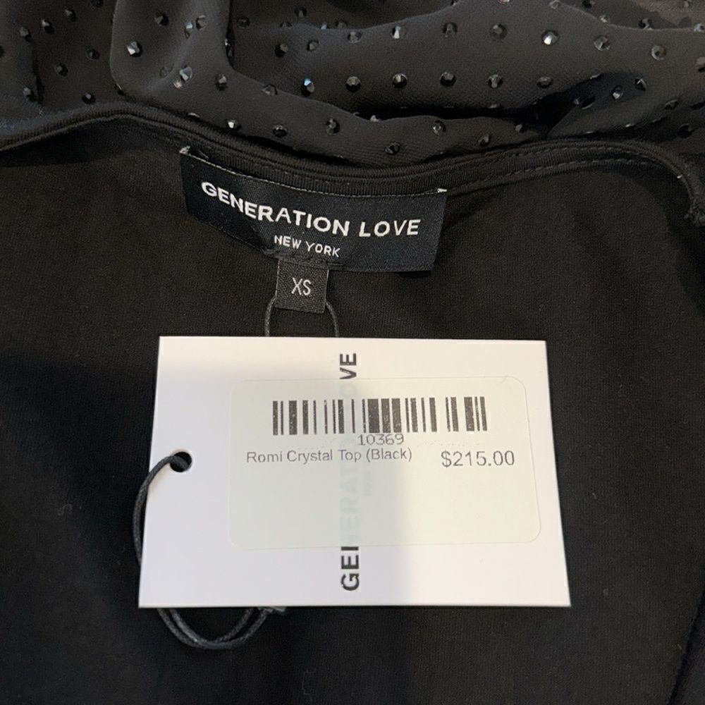 NWT Generation Love ROMI CRYSTAL TOP XS Black - Picture 11 of 13
